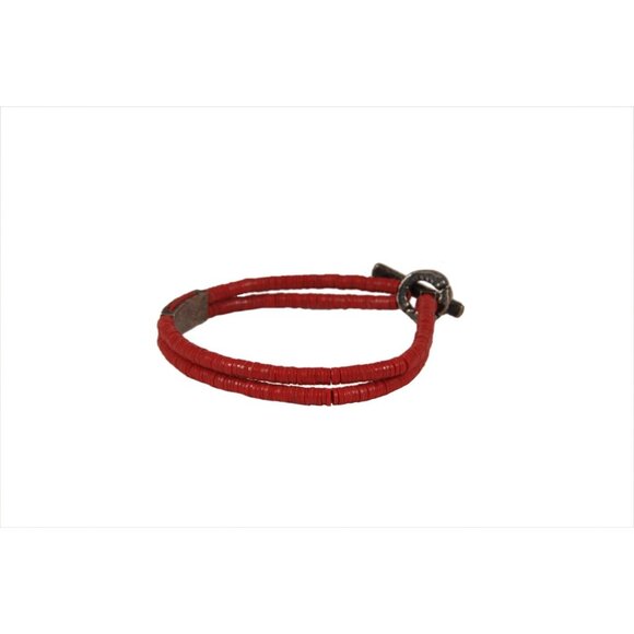 M Cohen Beaded Bracelet Red 925 Silver 6.5 inch Wrap Dongle - Picture 4 of 5
